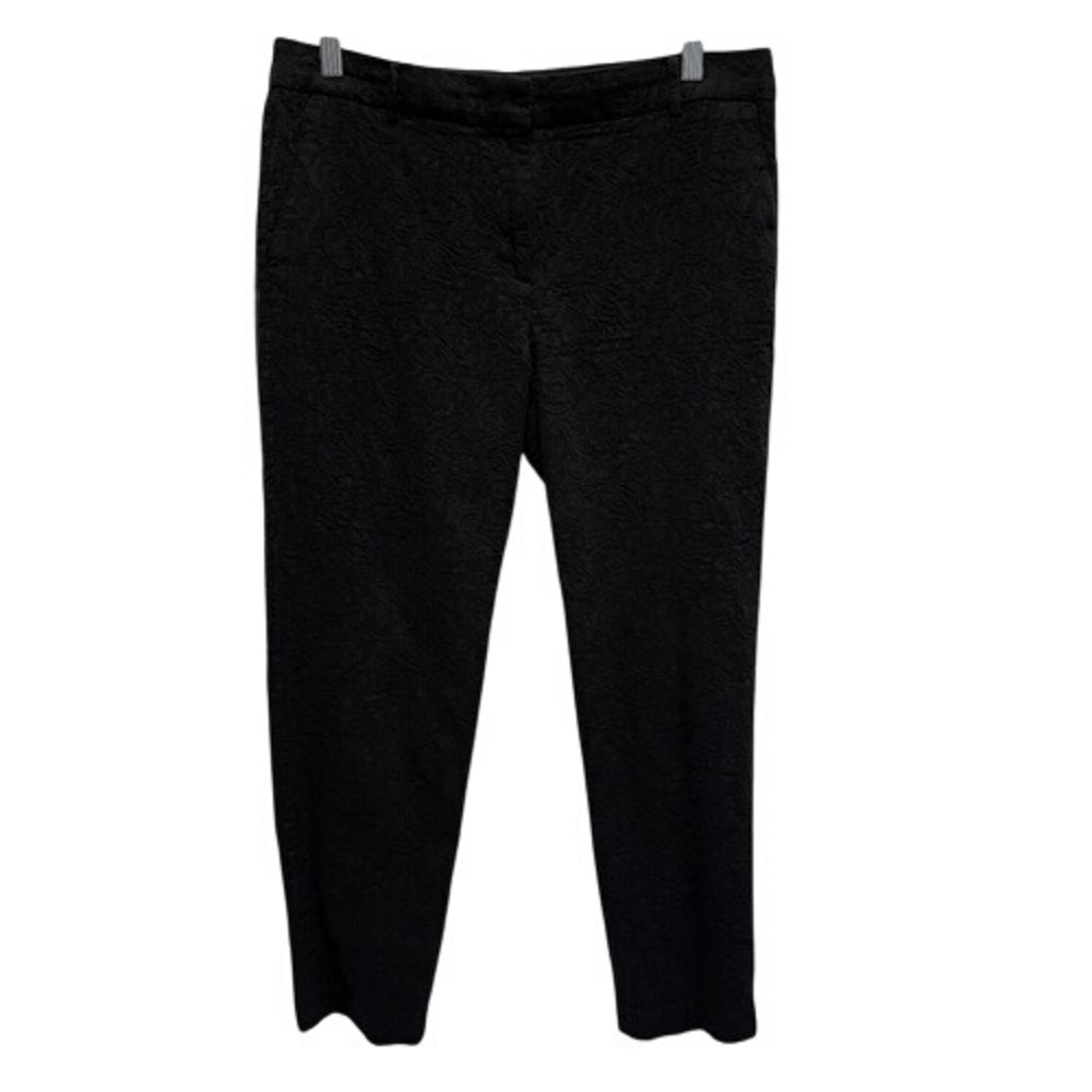 RSVP by Talbots Black Jacquard Slim Ankle Pants Textured Cotton Size 8